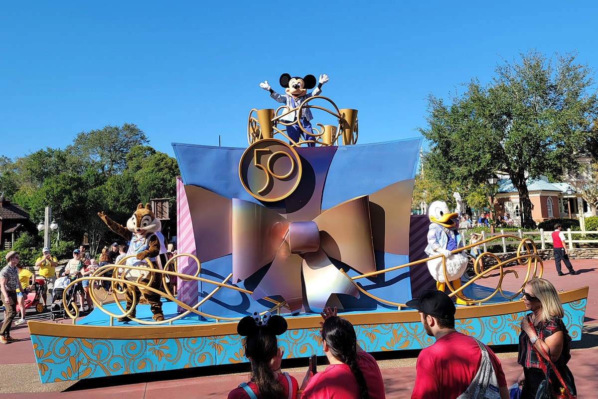 Mickey Mouse on a parade float