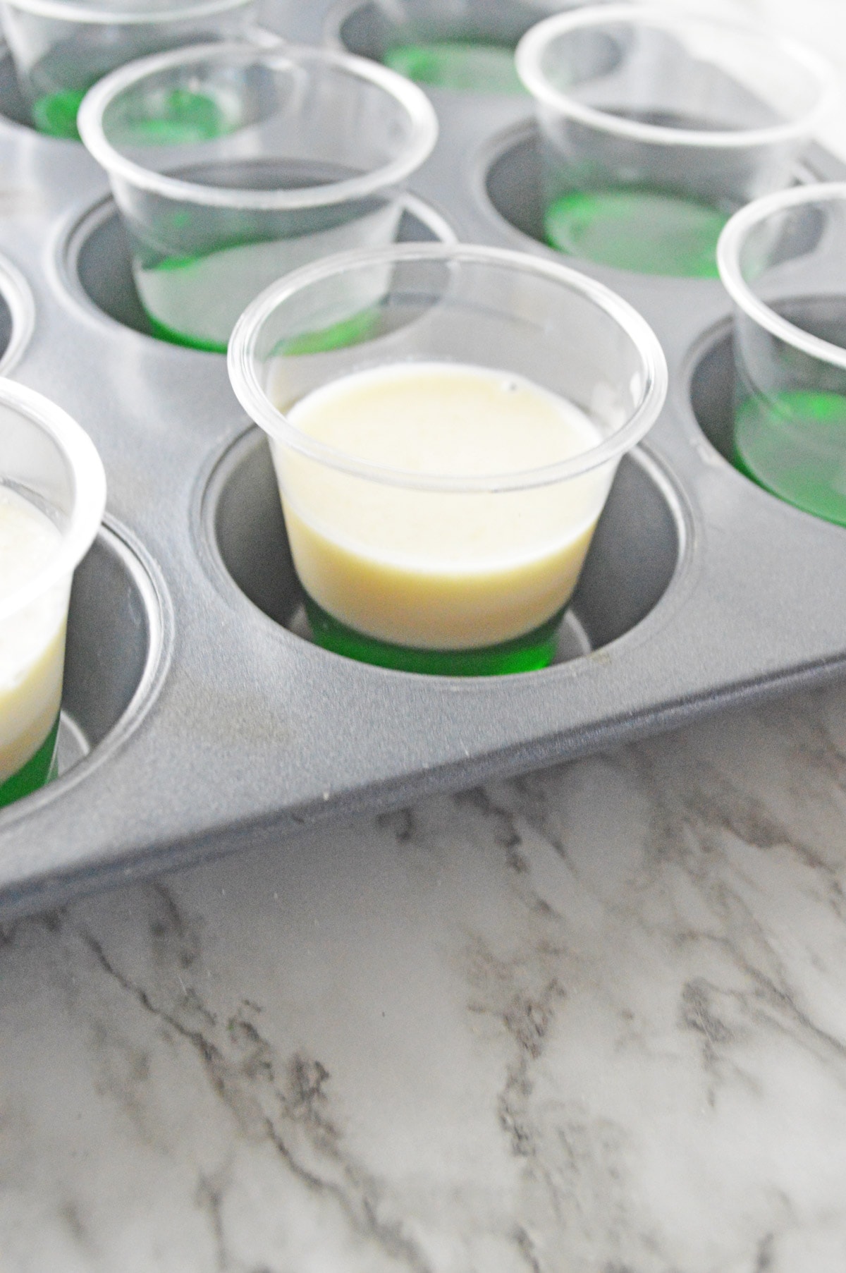 Condensed milk layer for layered jello shots