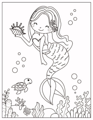 Mermaid holding seashell