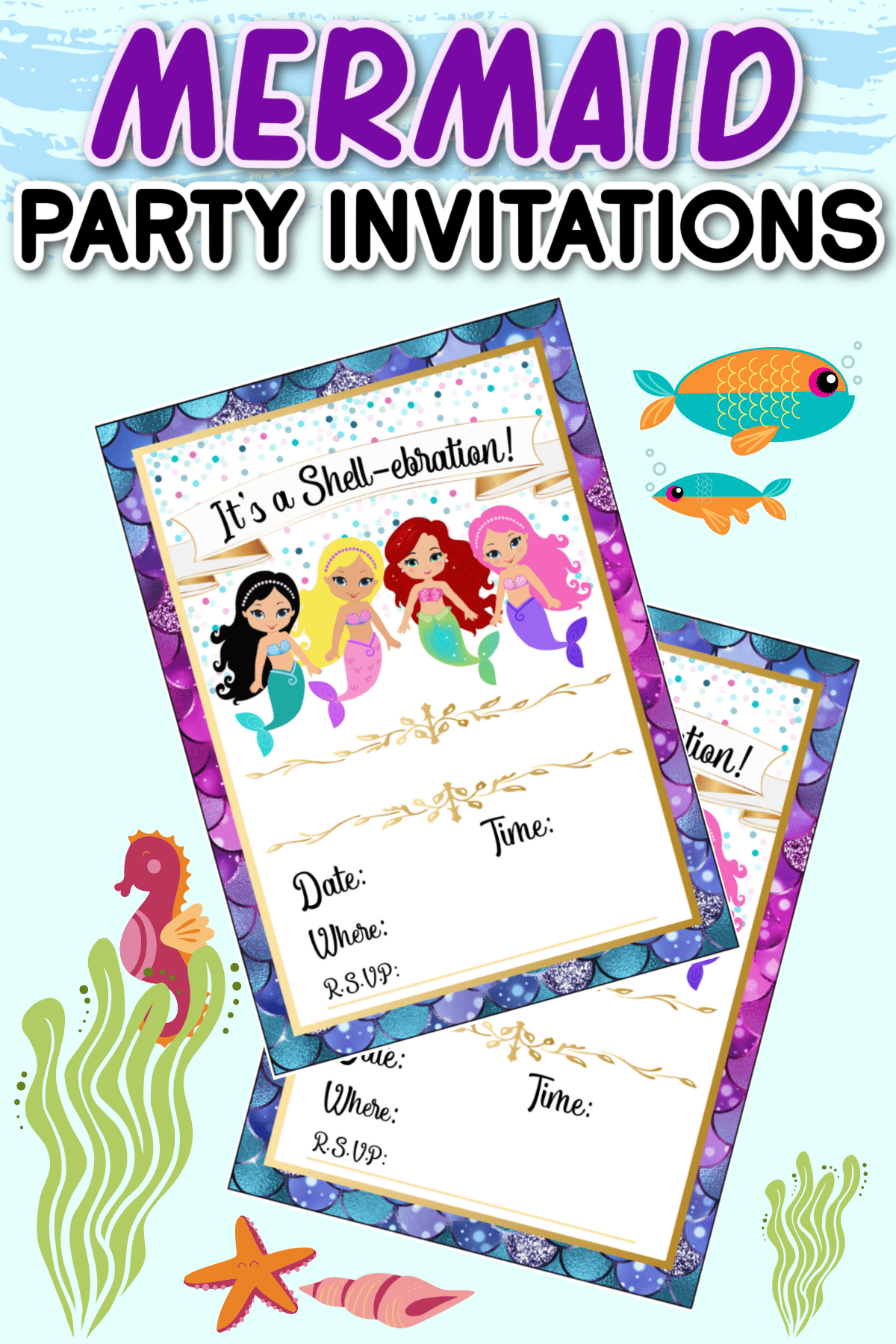 Mermaid Birthday Party Invitation (Free Printable)