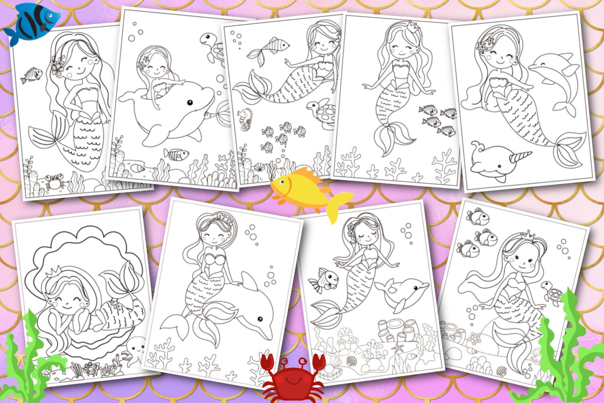 Mermaid coloring pages feature2