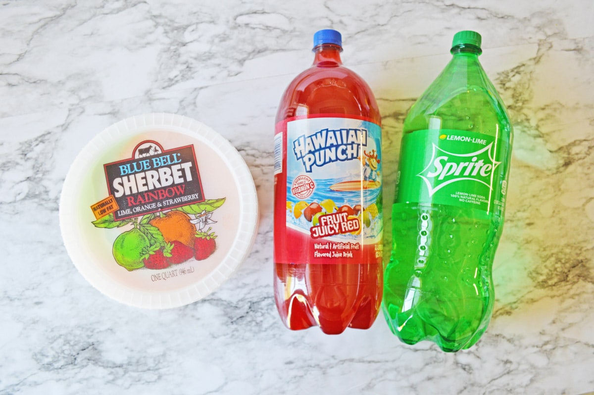 Ingredients for rainbow sherbet punch