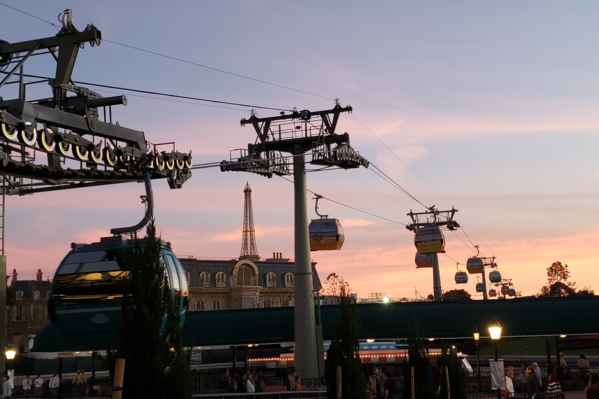 Skyliner from Epcot at sunset
