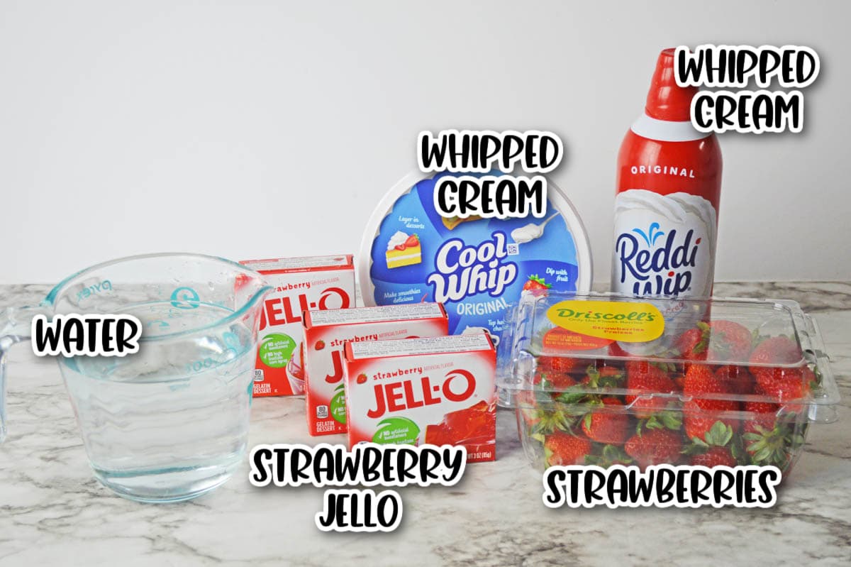 Ingredients for strawberry jello parfait