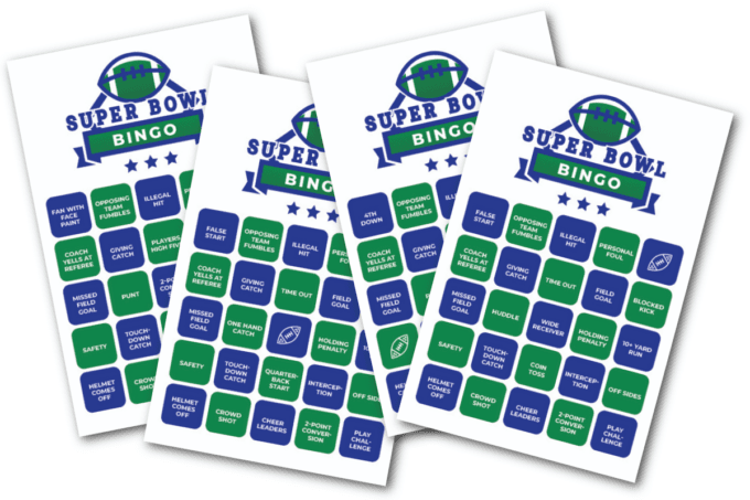 Free Printable Super Bowl Bingo Cards - Fun Money Mom