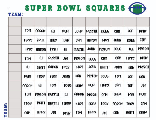 Free Printable Super Bowl Squares Template