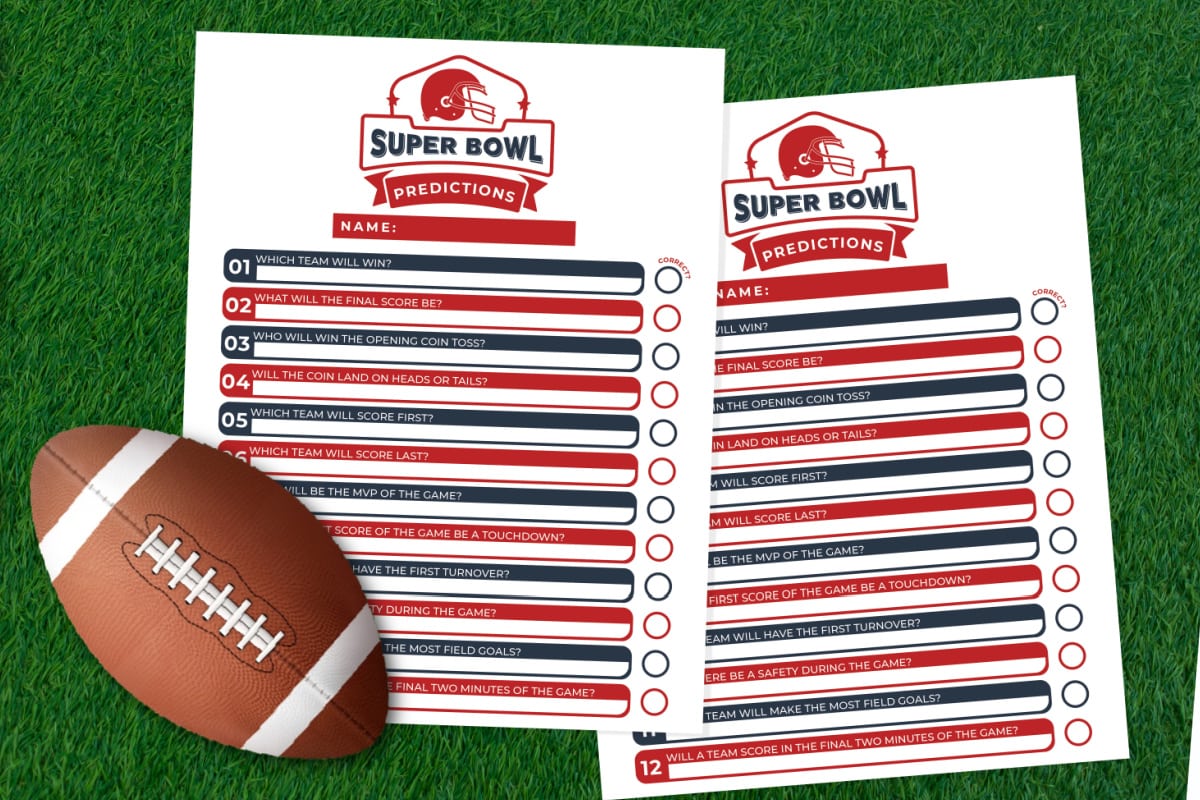 Super Bowl Predictions Free Printable To Use On Sunday