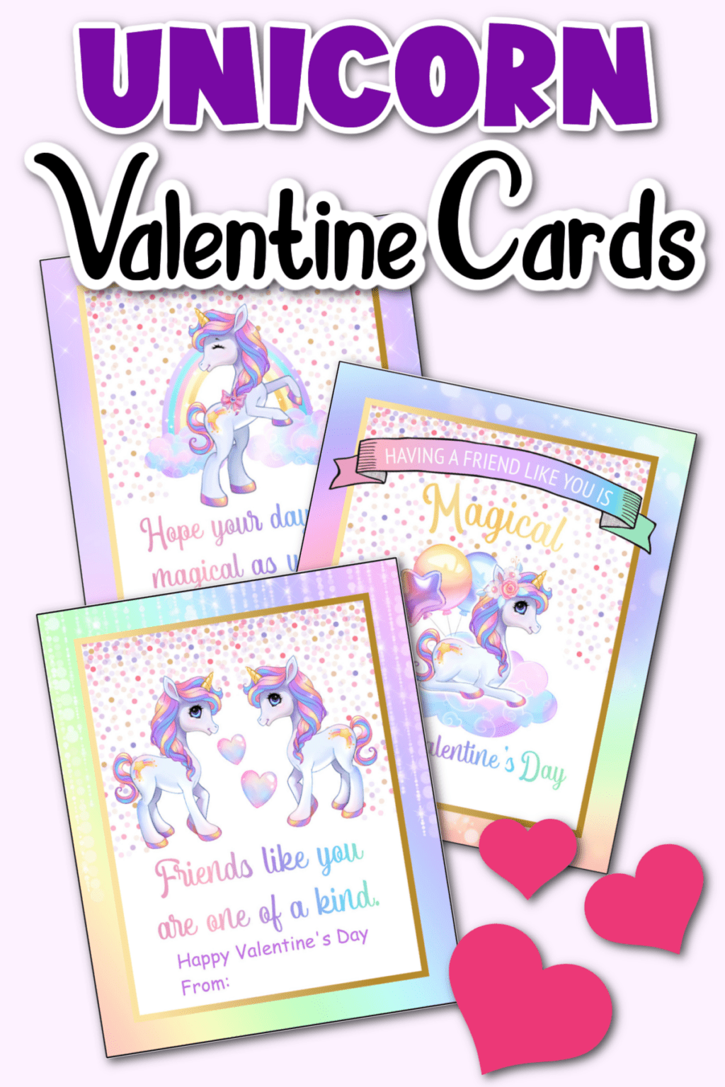 Unicorn Valentine Cards (Free Printable) - Fun Money Mom