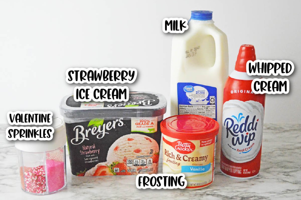 Ingredients for Valentine's Day Milkshake