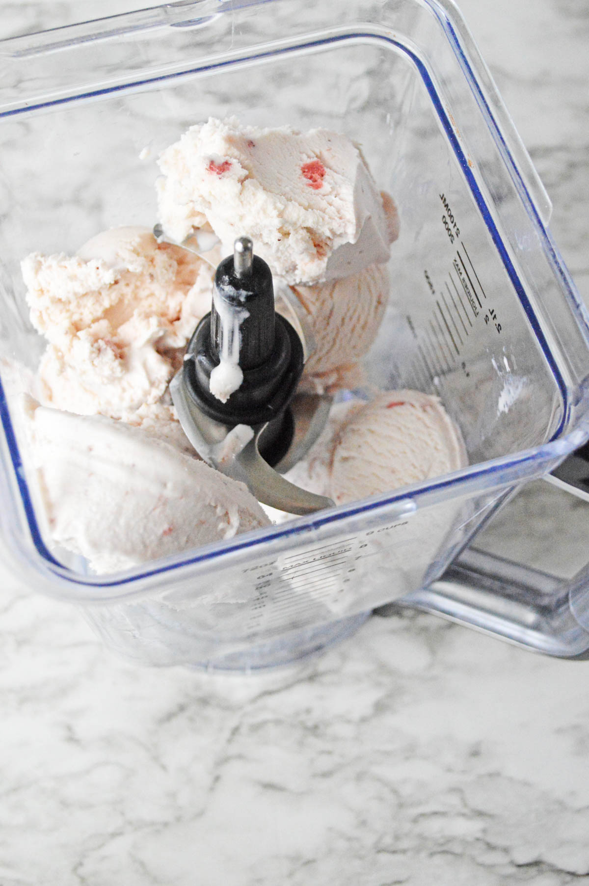 Strawberry ice cream in blender