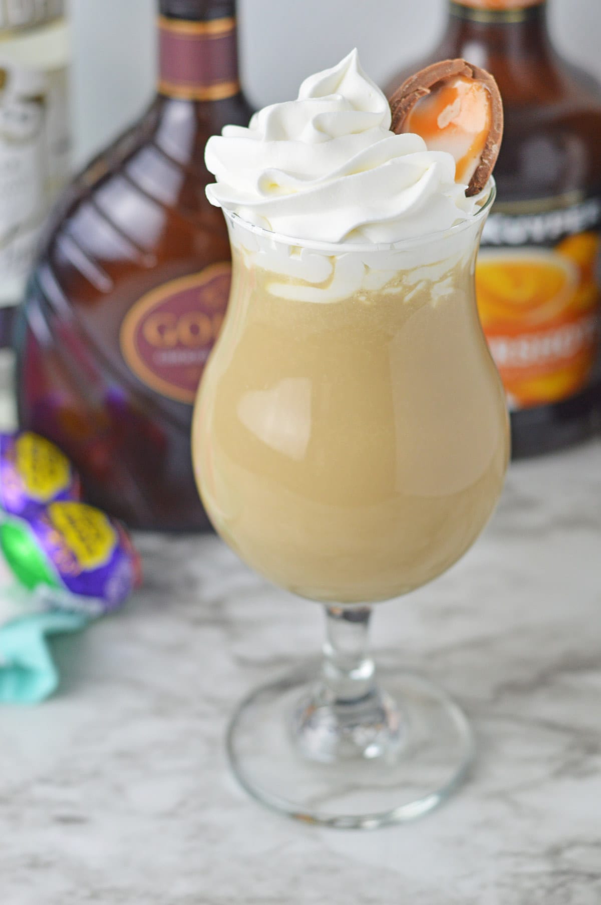 Cadbury creme agg cocktail with whipped cream