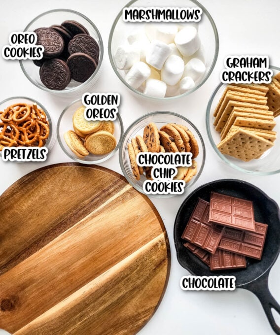 Ingredients for S'mores Charcuterie Board