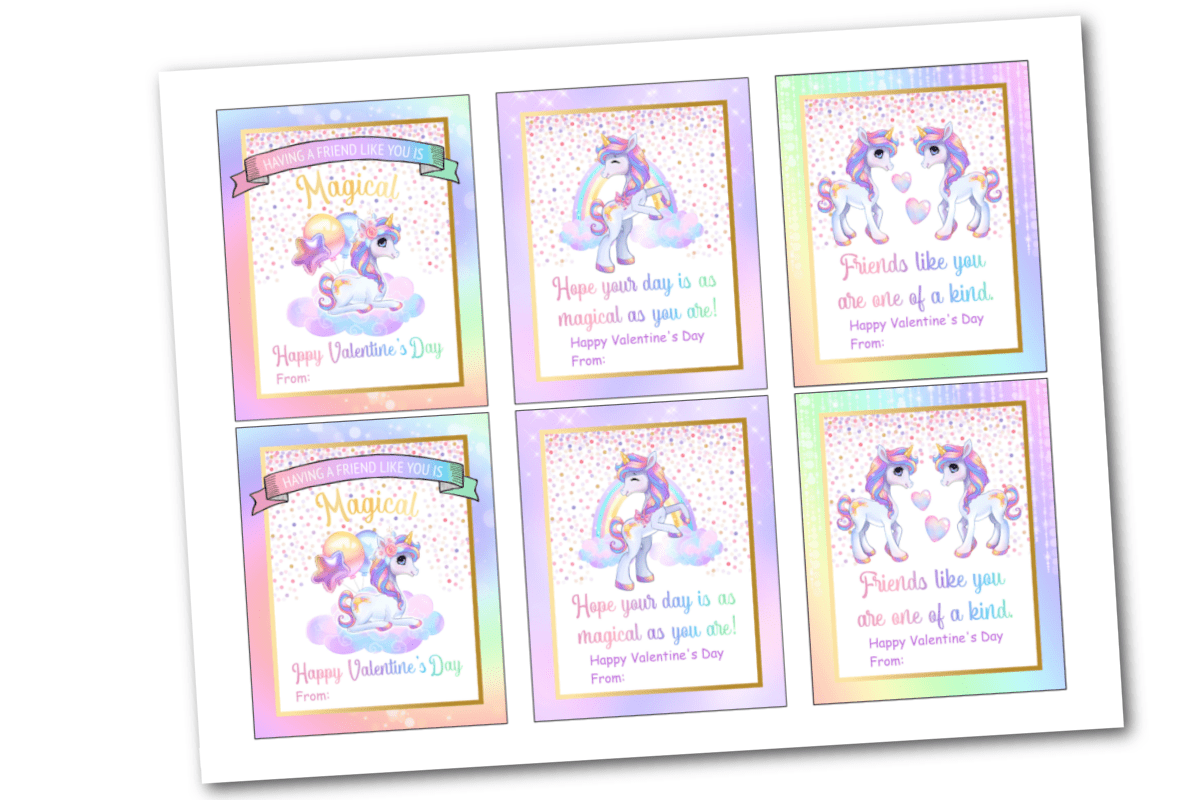 Unicorn Valentine Cards mockup