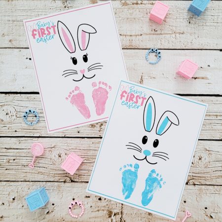 Baby's First Easter Footprints featuring the Easter bunny.
