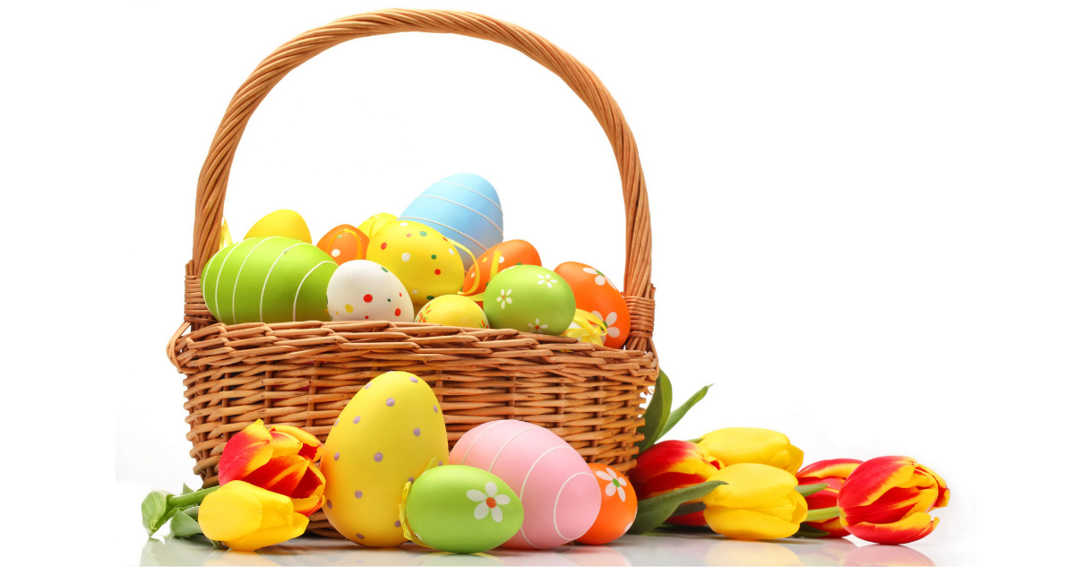 Basket filled with Easter eggs