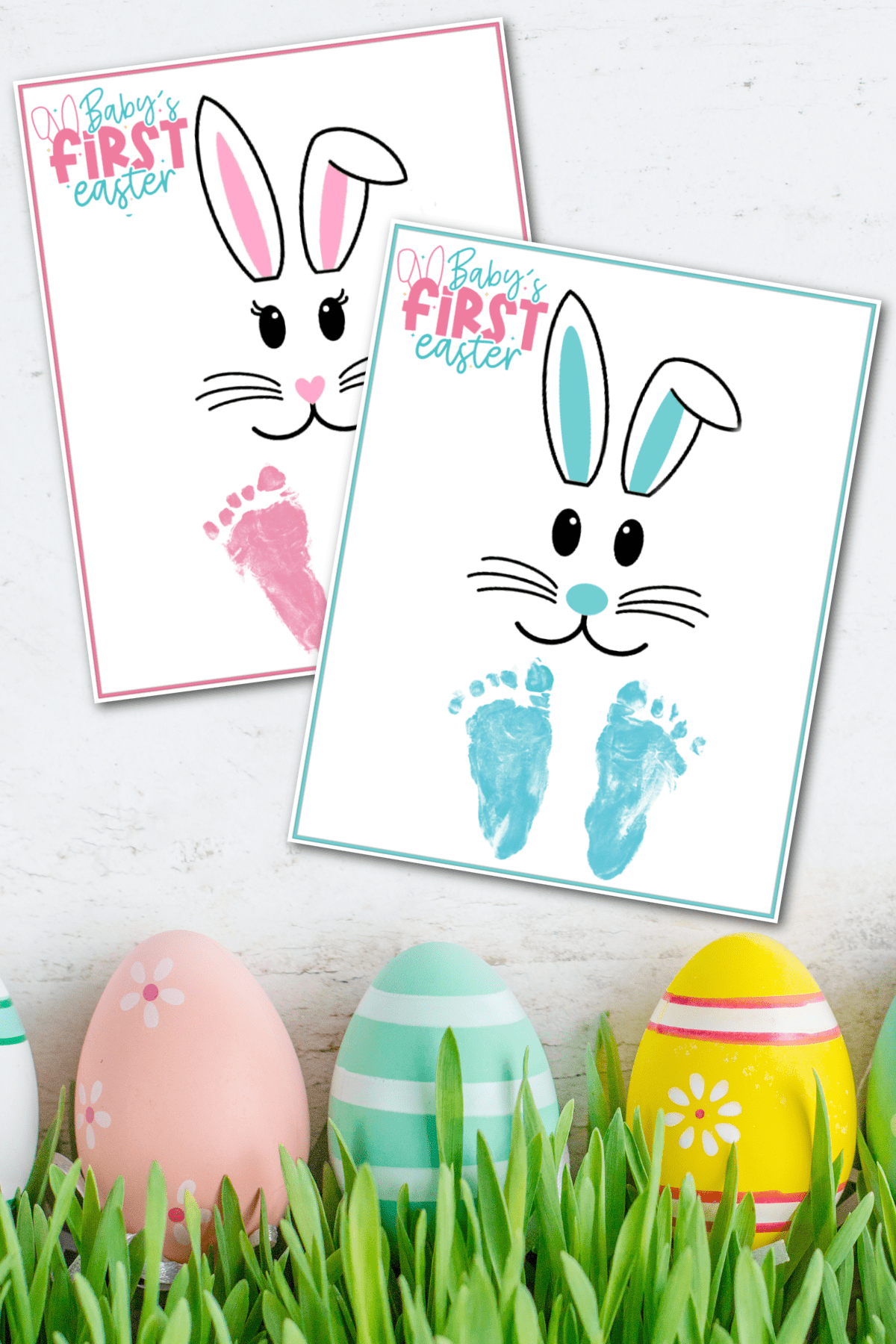 Baby's First Easter Footprints printables with Easter eggs