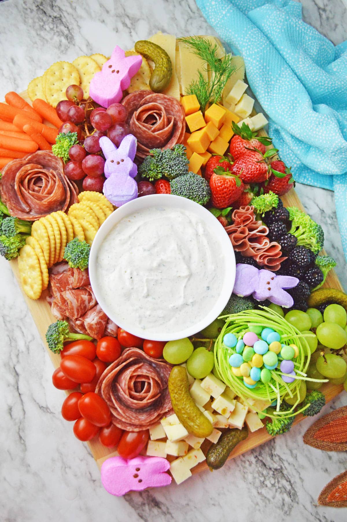 Easter charcuterie board from above