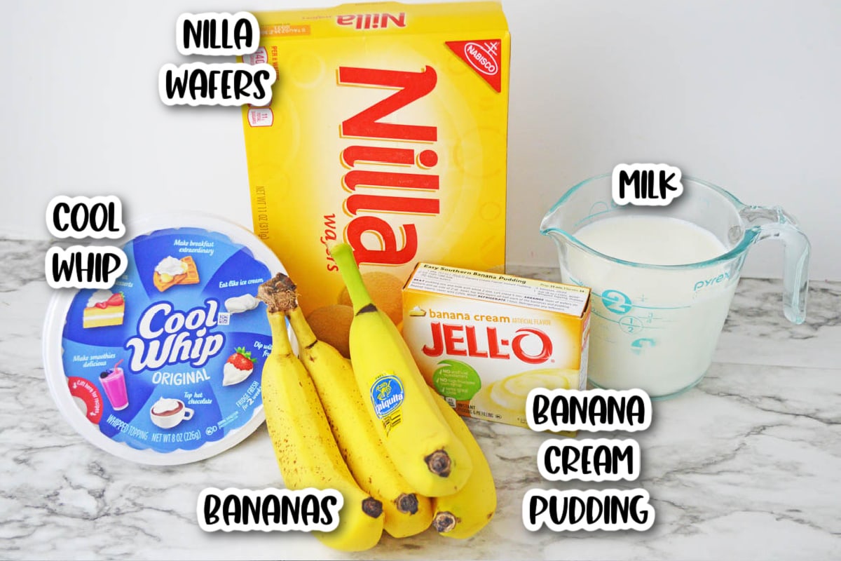 Ingredients for banana pudding
