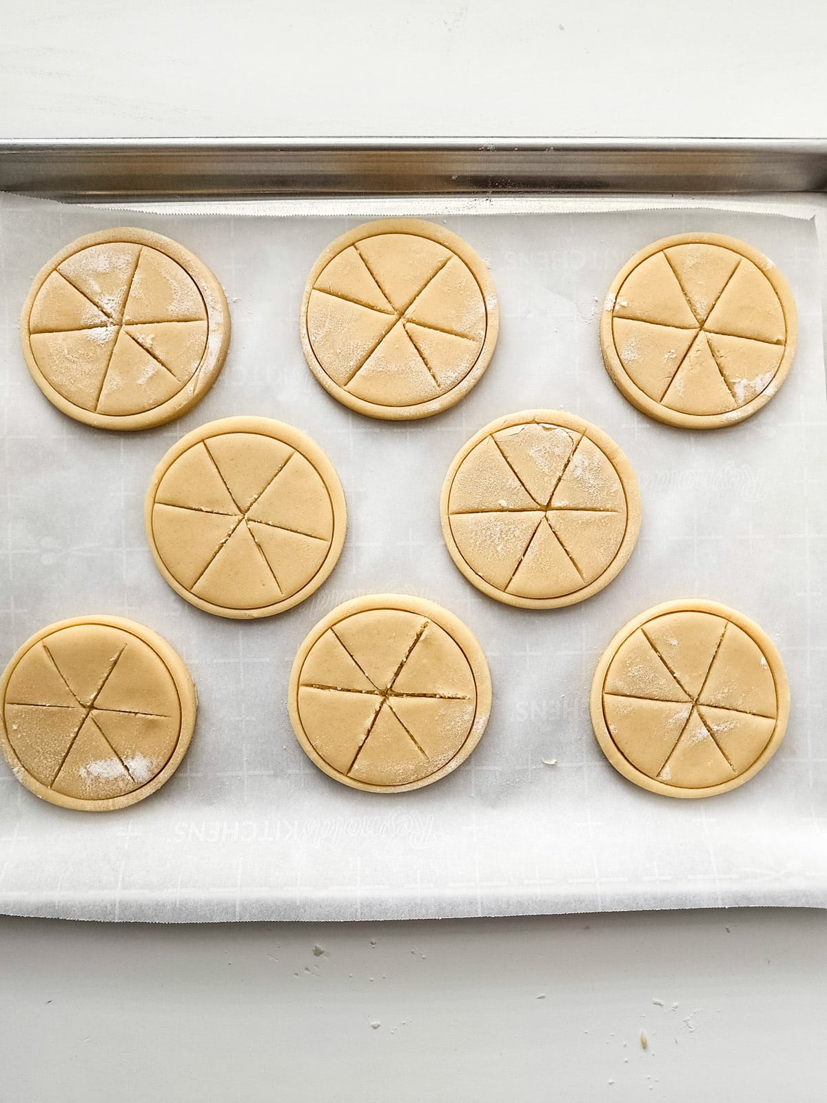 Lines imprinted across cookies