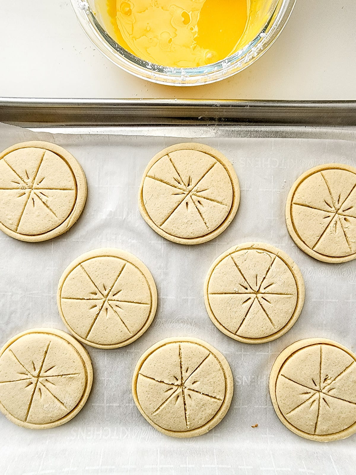 Baked Girl Scout lemonades cookies on cookie sheet