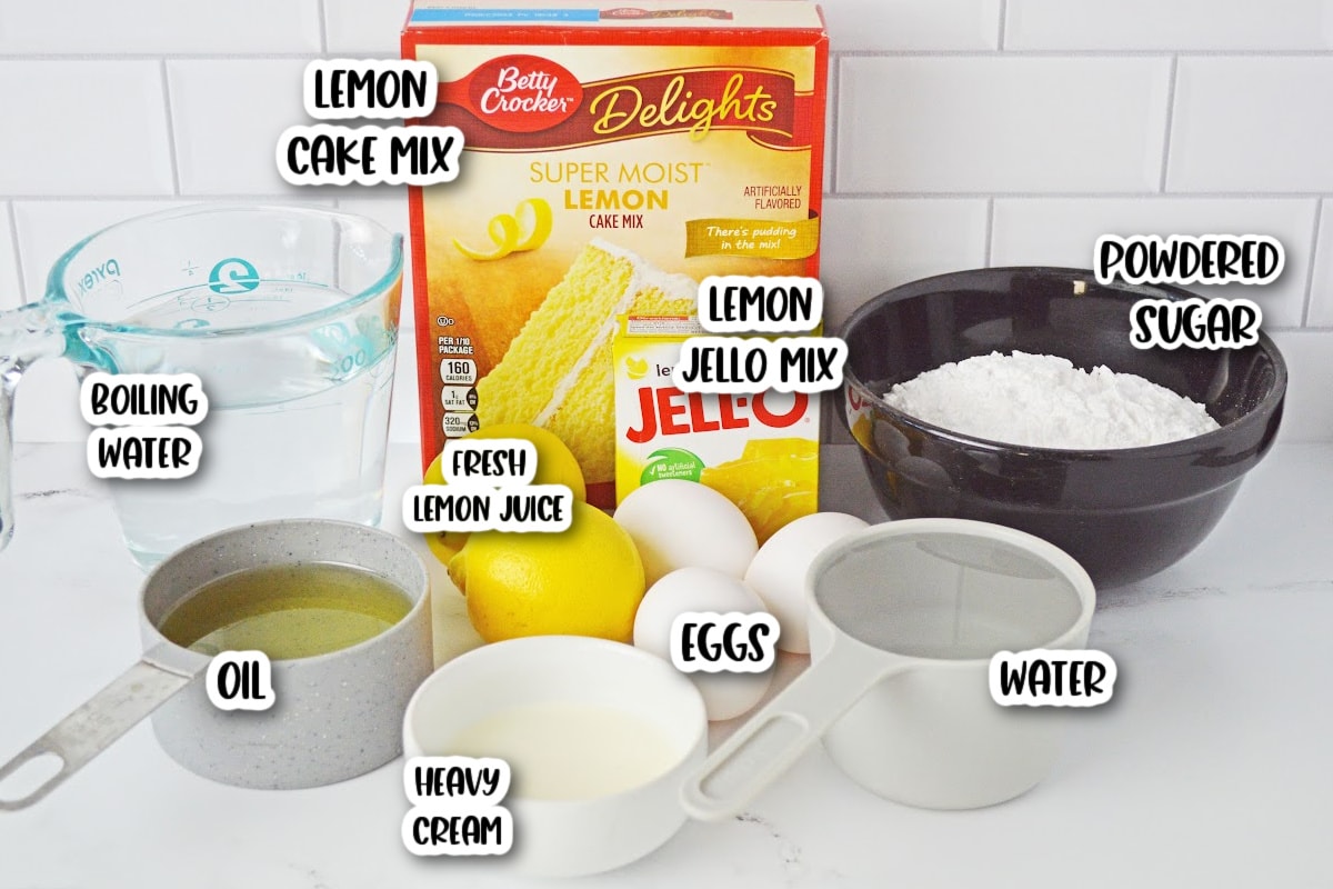Ingredients for lemon jello cake