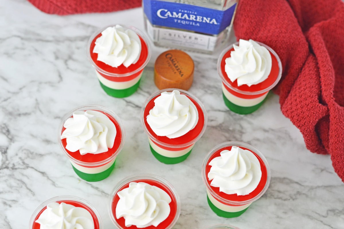 Mexican Flag Jello Shots from above