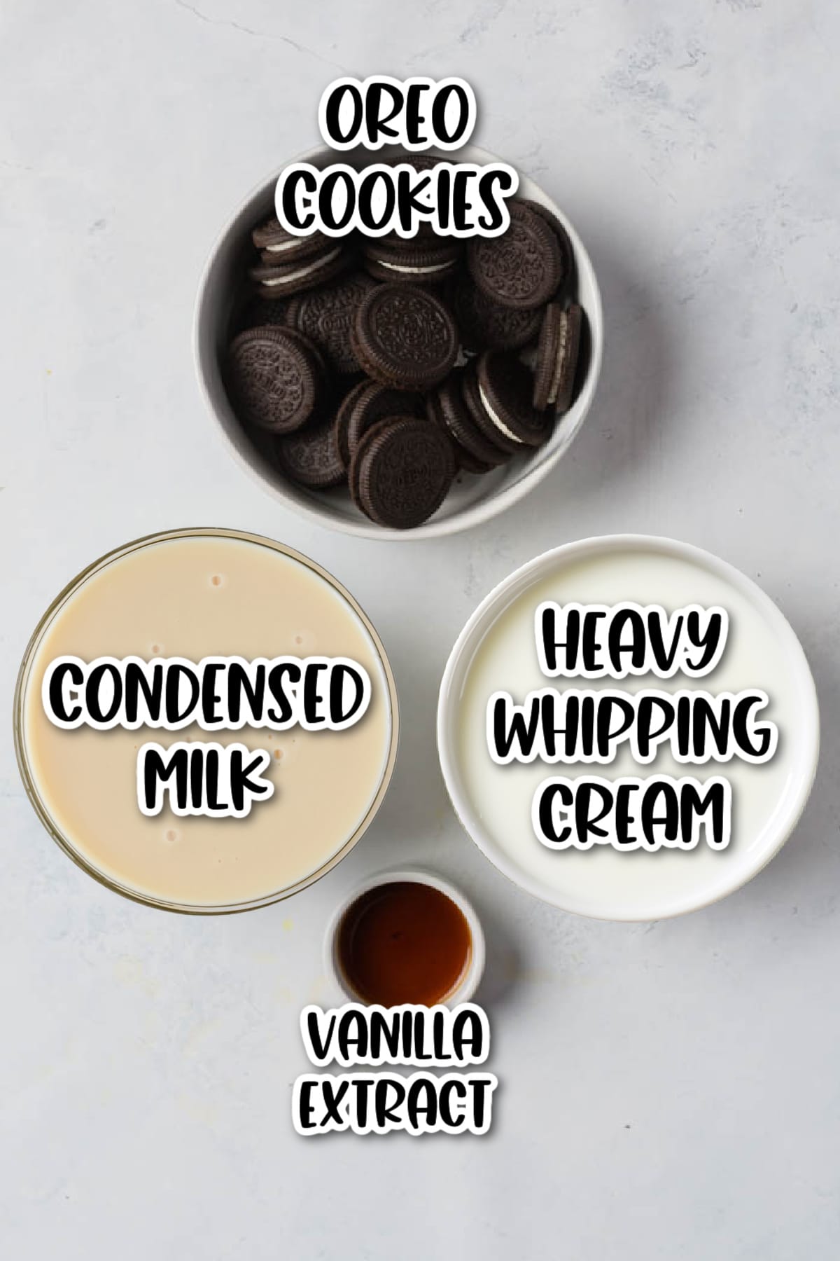Ingredients for Oreo Ice Cream