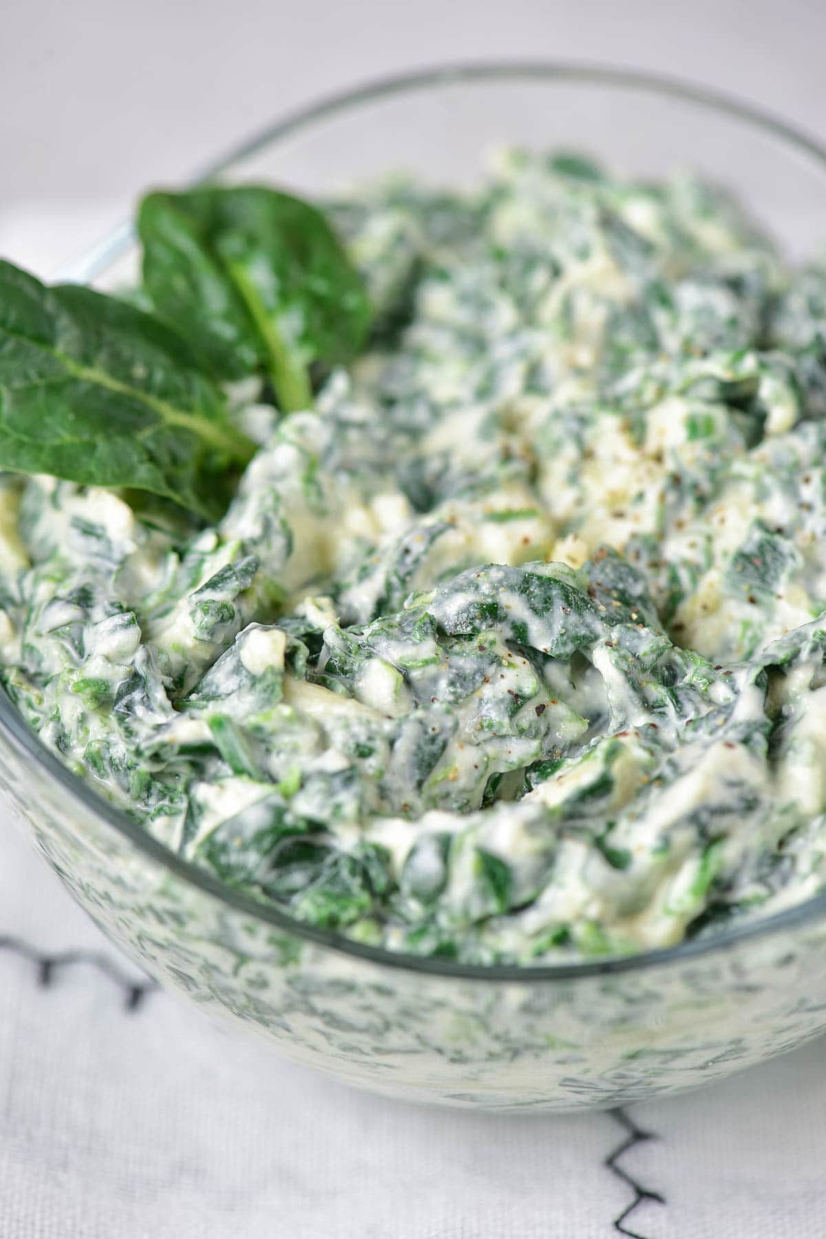 Spinach dip up close