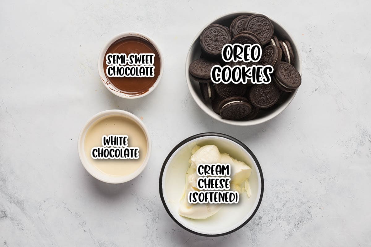 Oreo Cheesecake Balls Ingredients Labeled