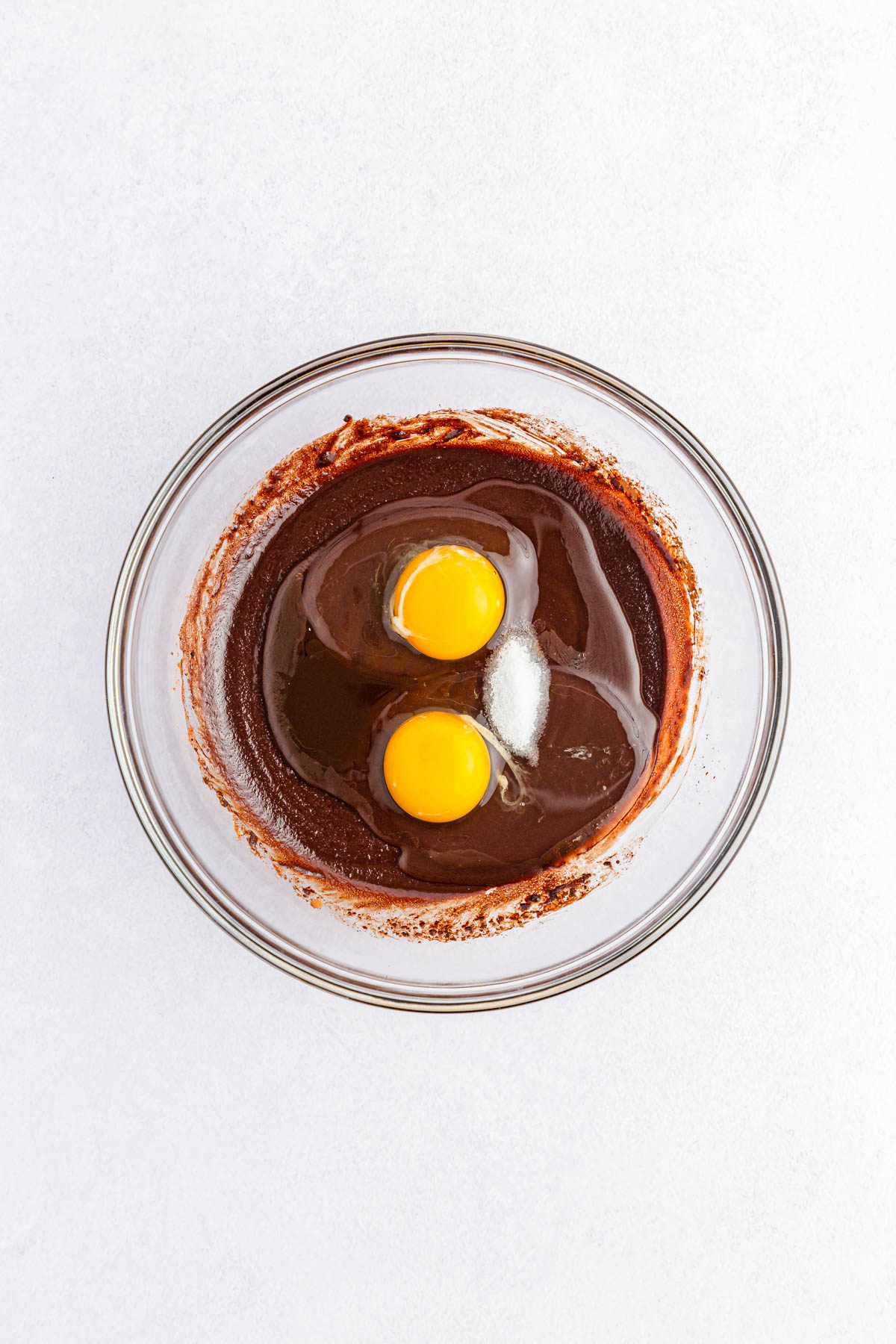Brownie batter with eggs