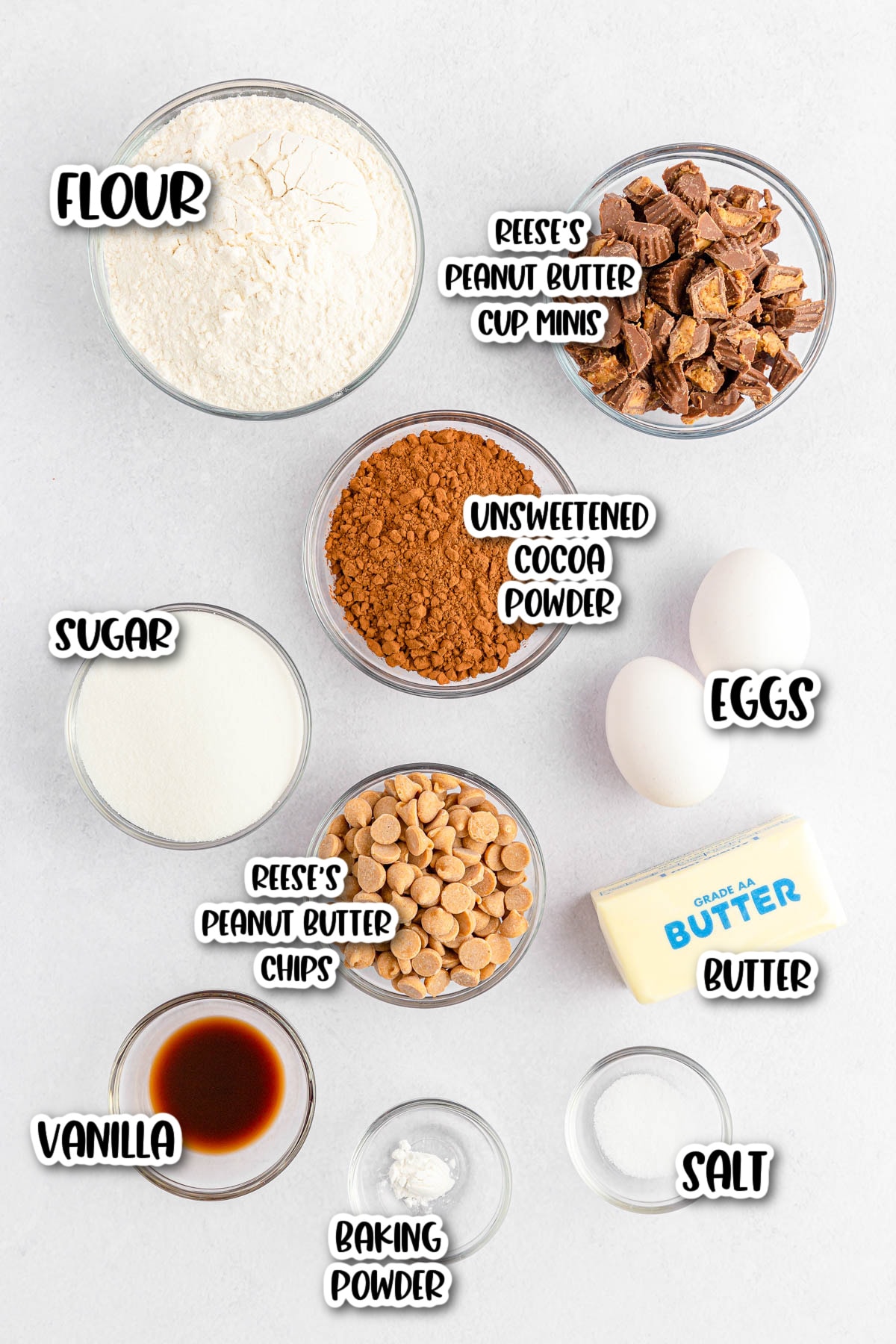 Ingredients for Reeses brownies