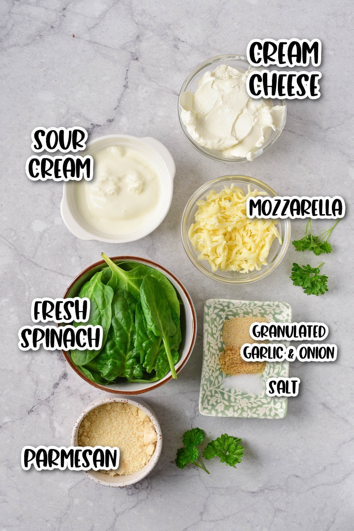 Spinach Dip Ingredients Labeled