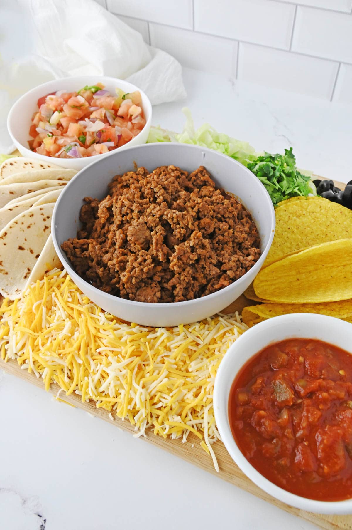 Taco board with white background