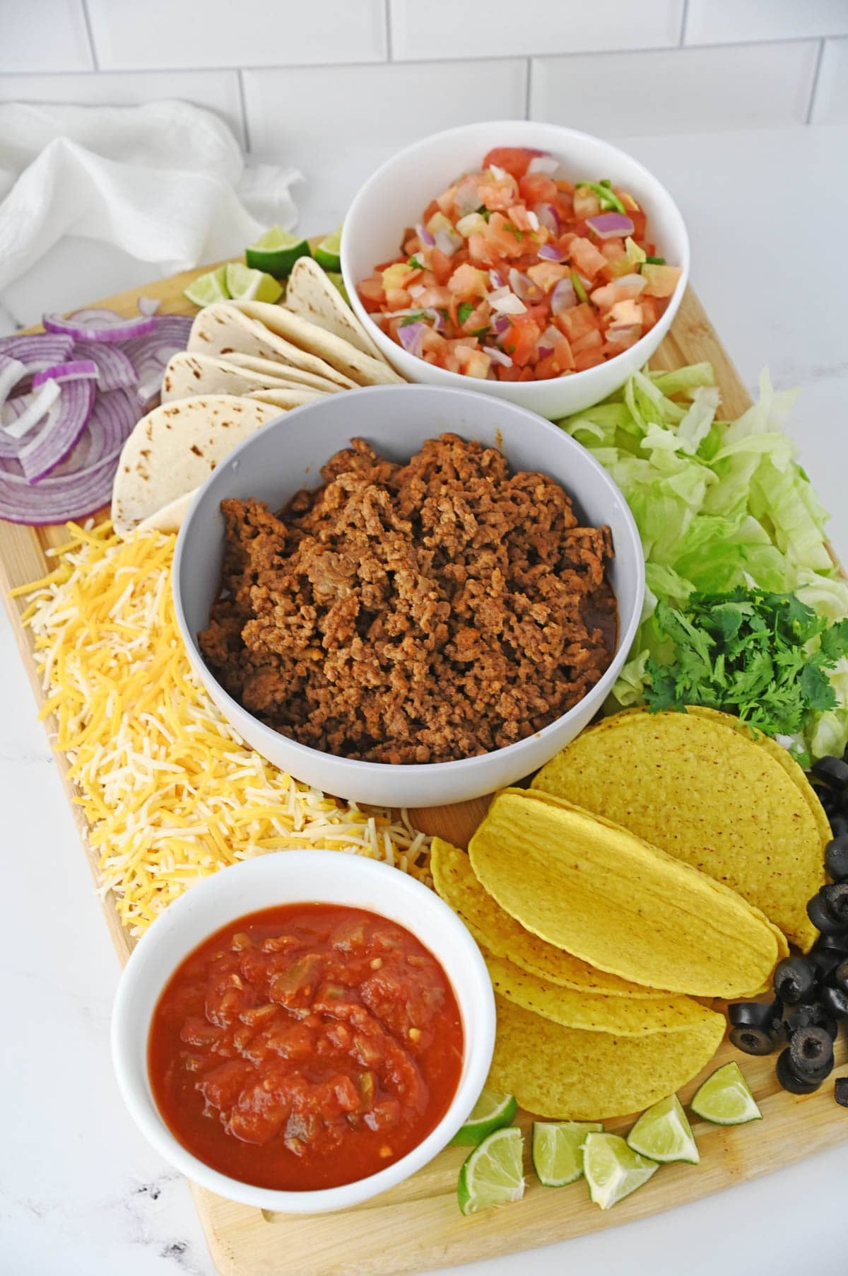 Taco charcuterie board from above