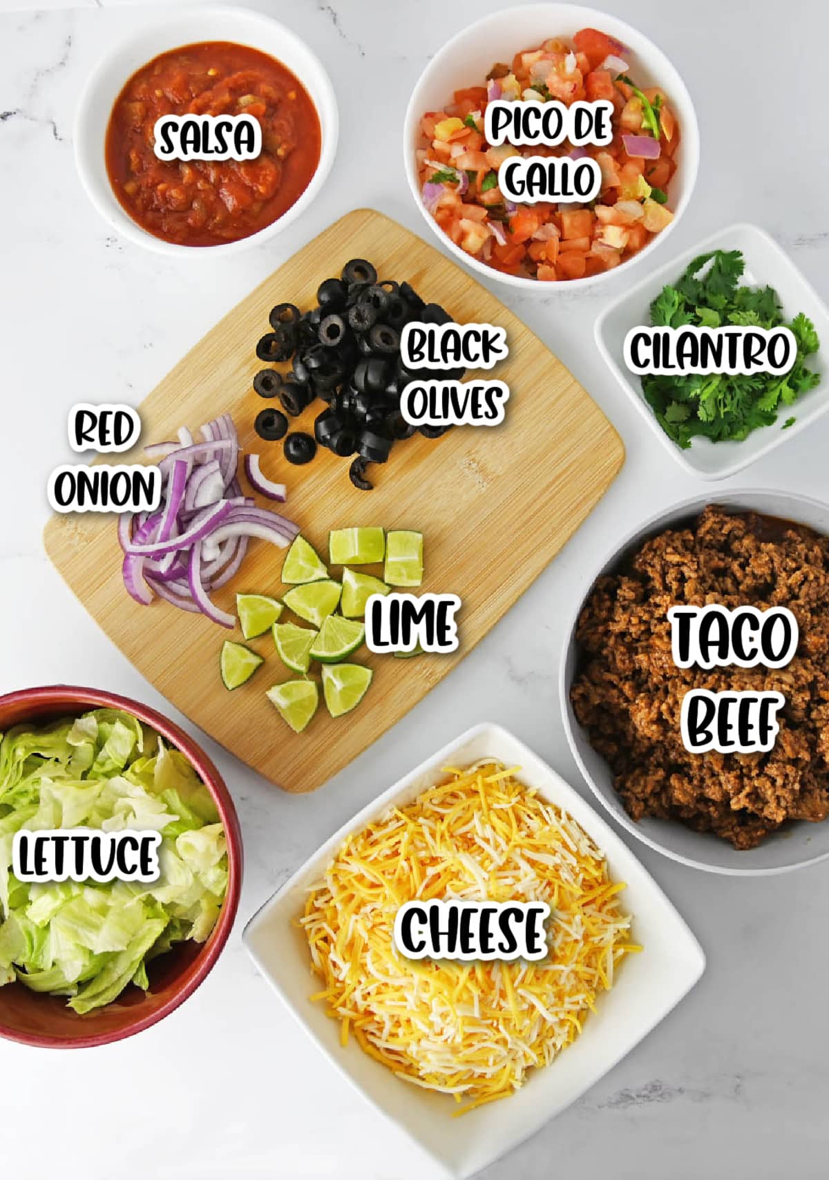 Taco Charcuterie Board Ingredients 1