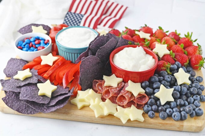 Charcuterie board for patriotic holidays
