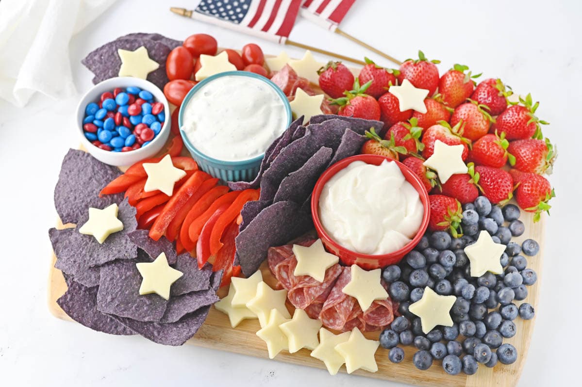 4th Of July Charcuterie Board with white napkin
