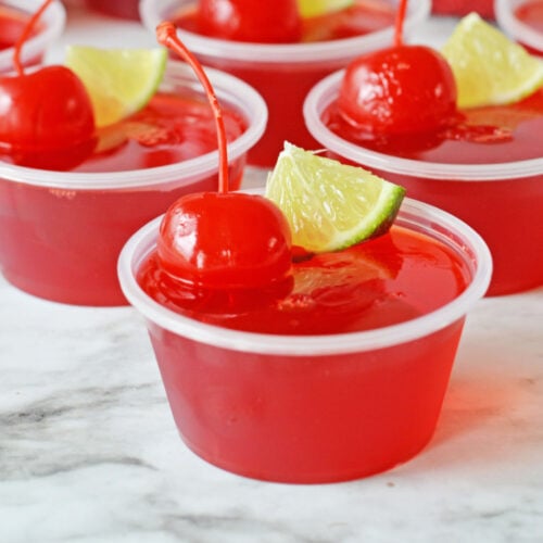 Cherry Limeade Jello Shots for recipe card