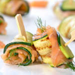 Cucumber and salmon appetizer for recipe card