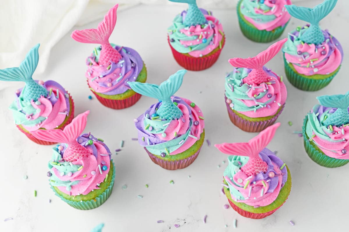Mermaid cupcakes from above