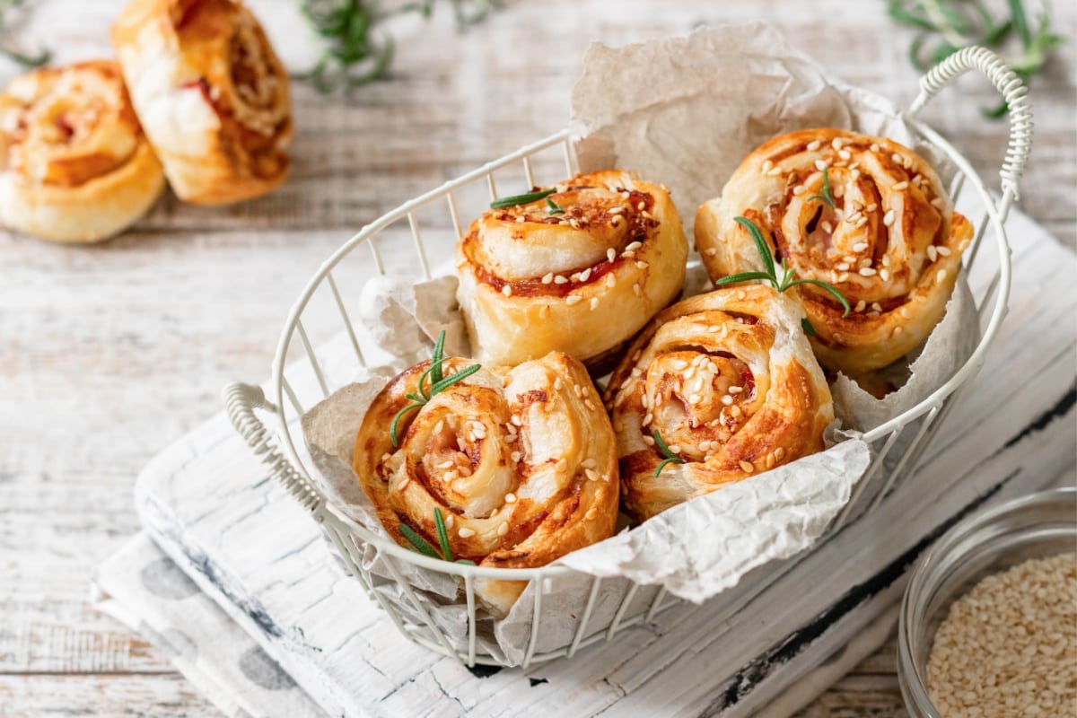 Prosciutto and Cheese Puff Pastry Pinwheels Recipe