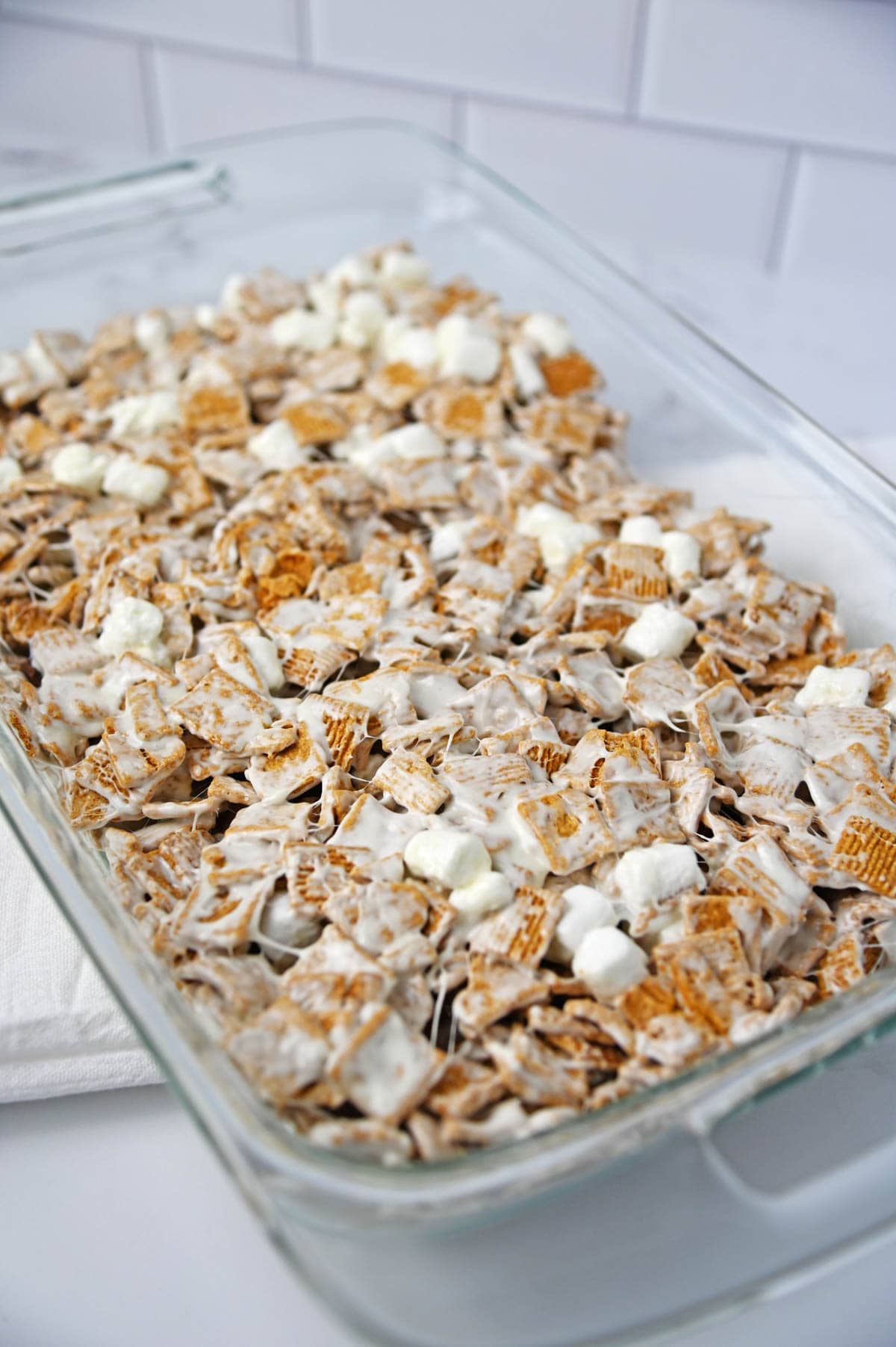 Second layer of Golden Grahams cereal mixture