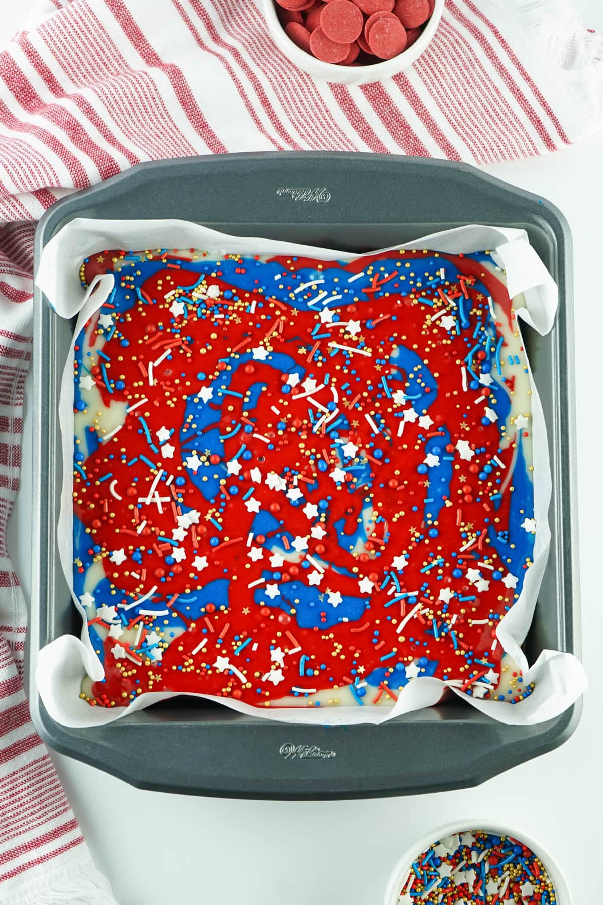4th of July fudge in square pan