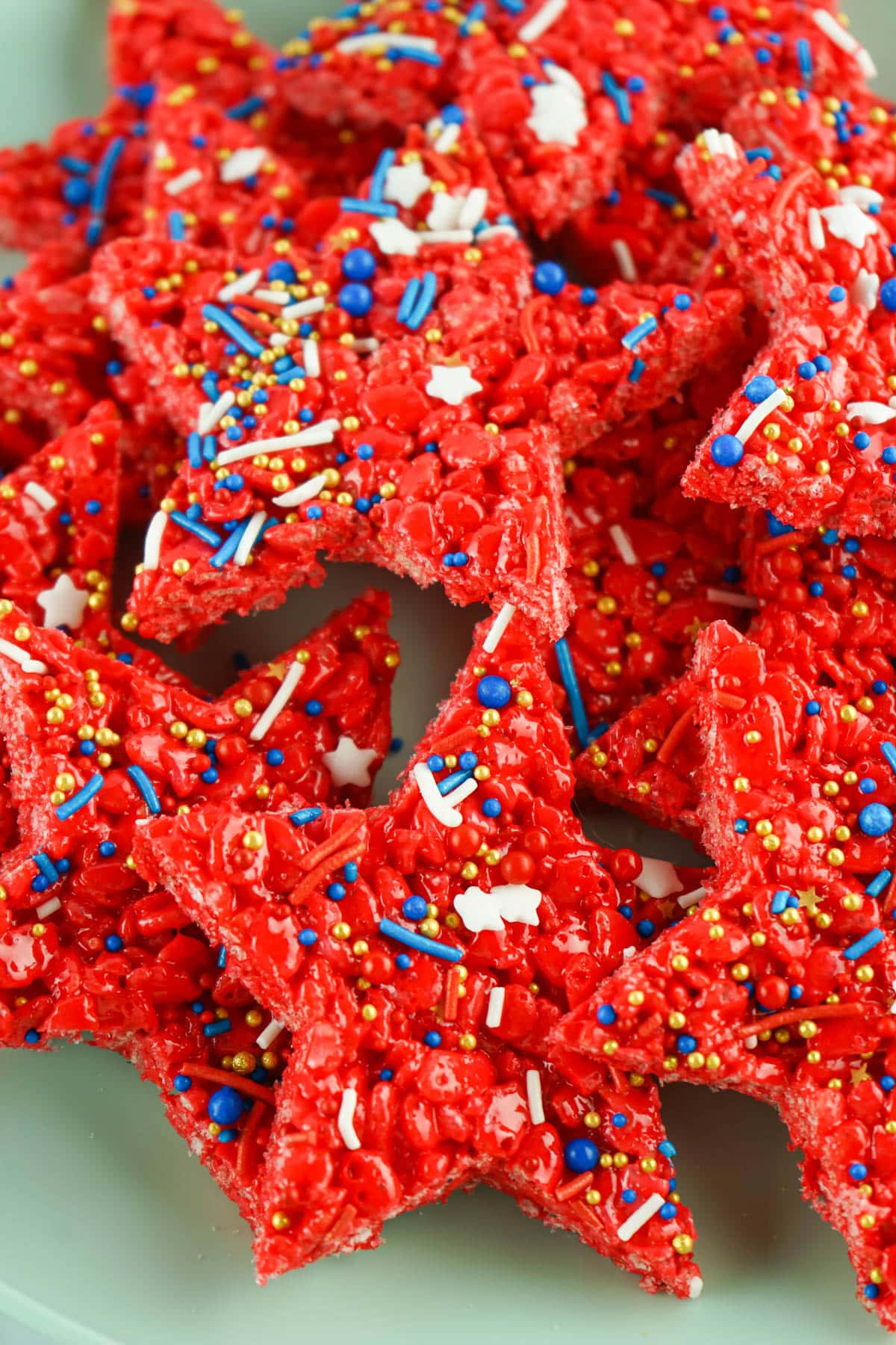 Red Rice Krispie Treats shaped like stars