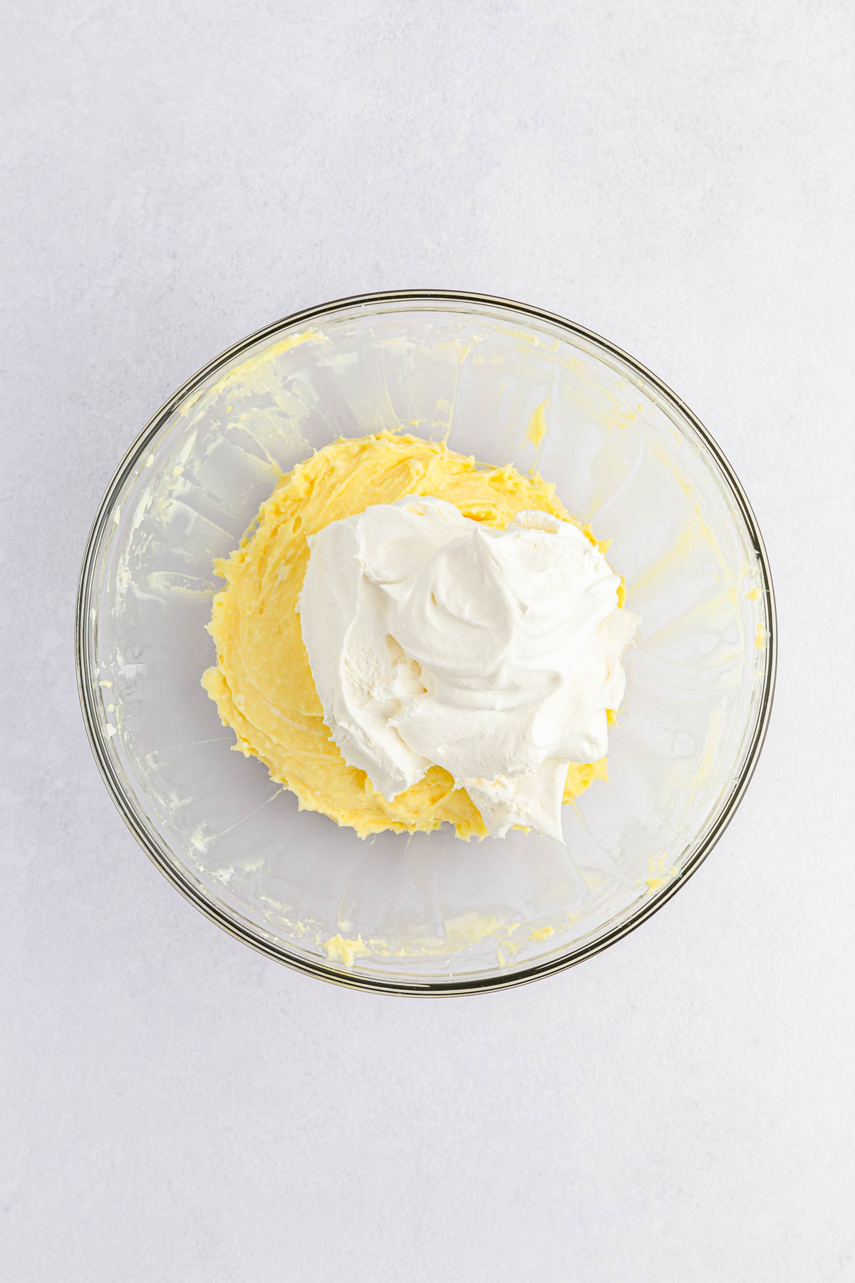 Cool Whip and cream cheese mixture in bowl