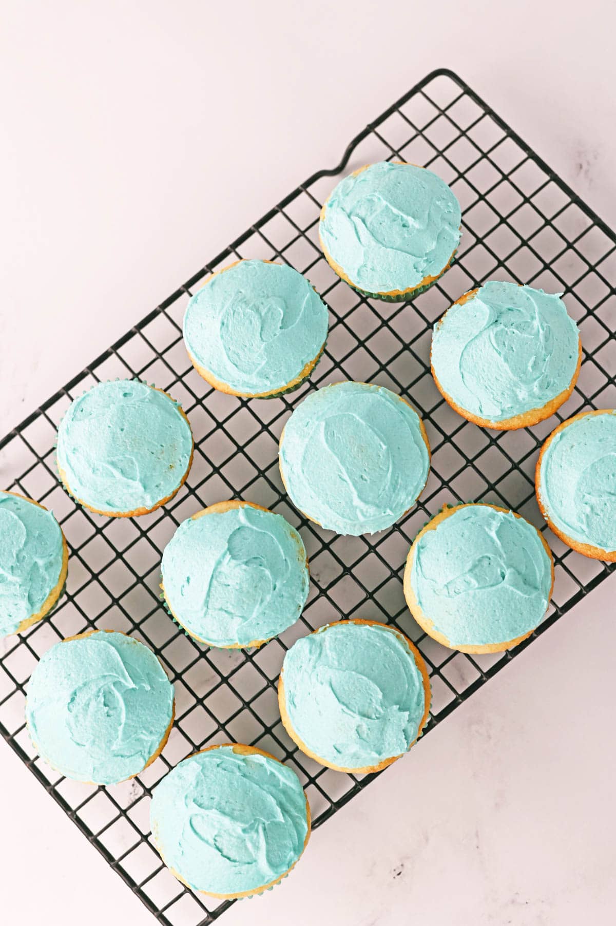 Blue icing on cupcakes