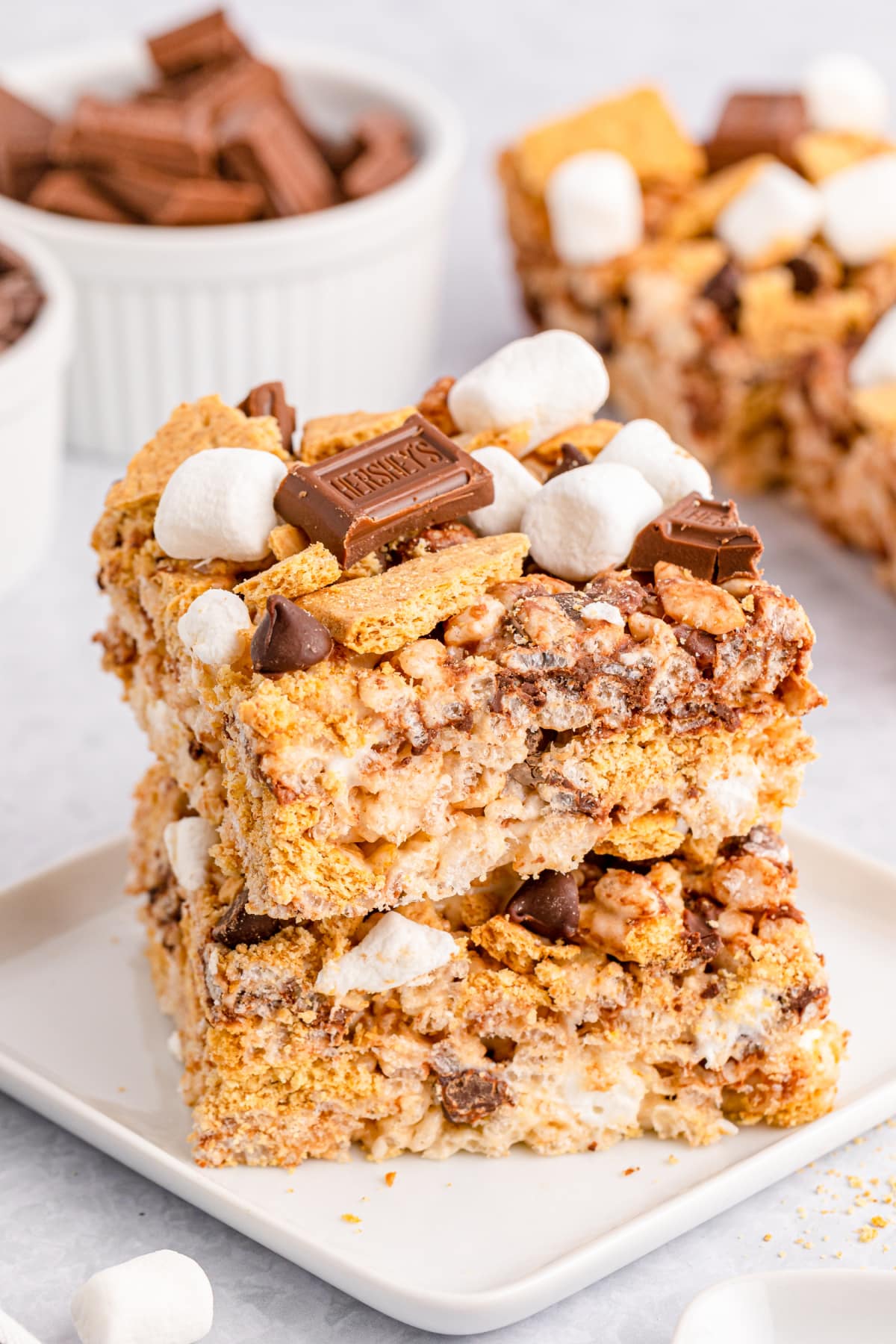 S'mores Krispie Snacks stacked