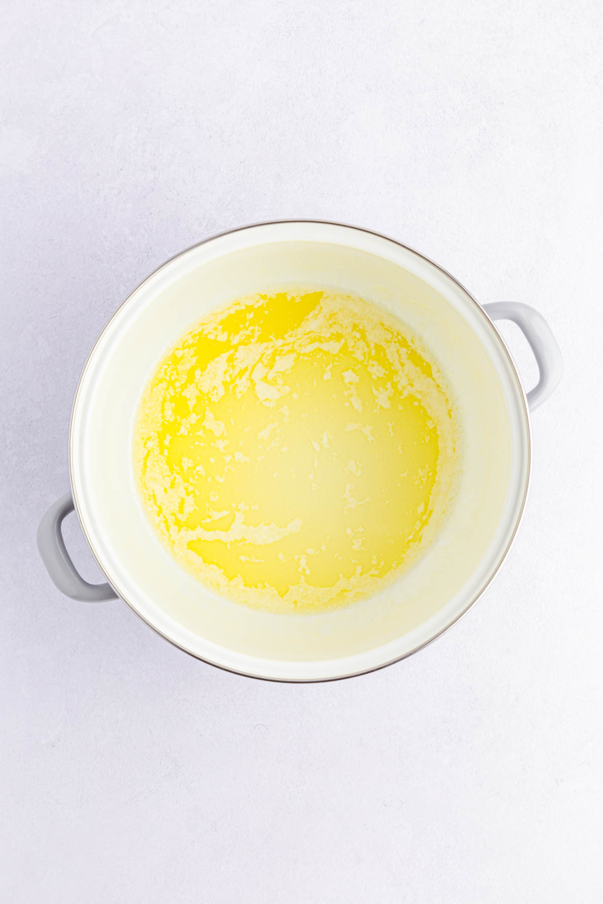 Melted butter in pan