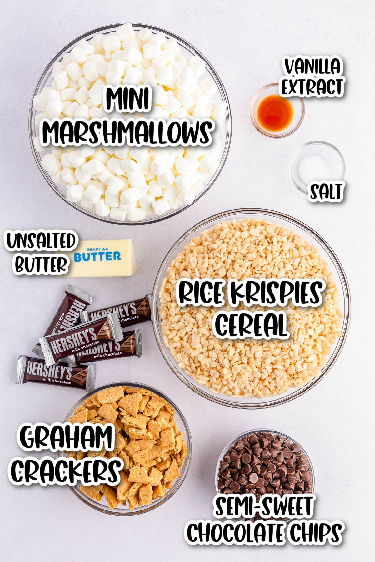 S'mores Rice Krispie Treats ingredients labeled
