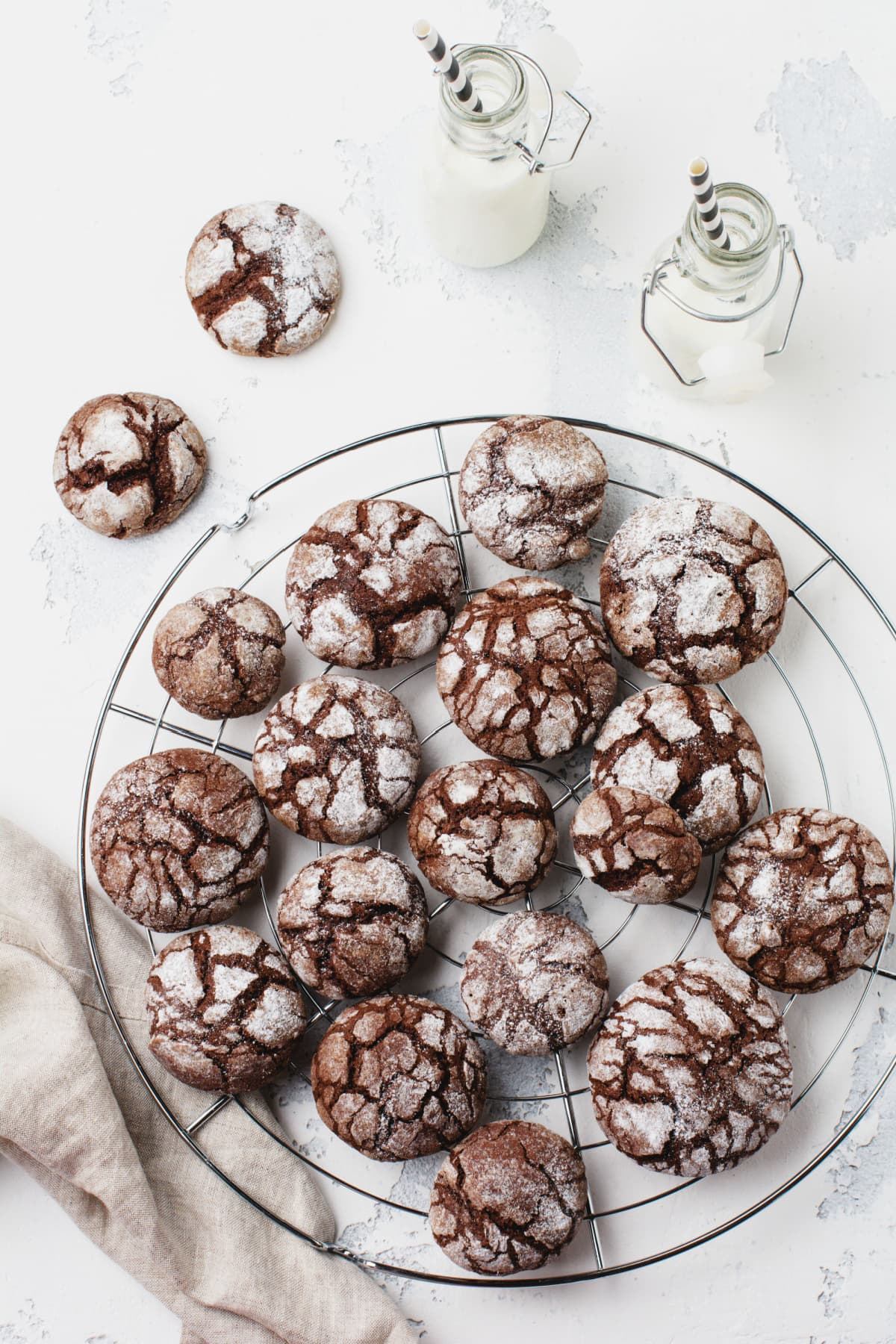 Chocolate brownie cookies in powdered sugar